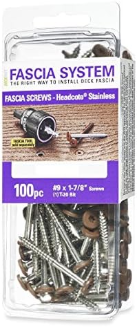 Headcote Stainless Steel Fascia Screws 9 x 1-7/8" T-20 Star Drive Gray 100 Pieces