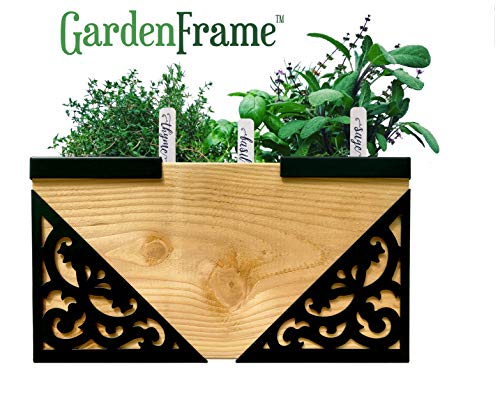 GardenFrame Victorian Farmhouse Raised Garden Bed Kit 4 Steel Corners with Matching Caps Organic Black, Outdoor Large Planters, Flower Bed, Vegetable Garden, Herb Garden, Planter Box …