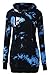 YaYa Bay Women Hoodies, Womens Lightweight Long Sleeve Pullover V Neck Kangaroo Pouch Pocket Fitness Tie Dye Sweatshirt Hoodie Medium Black Blue