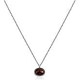 Teppdfann Sliver Natural Stone Necklace Tiny Oval Gemstone Pendant Necklace for Women with Beautiful Jade Turquoise Sapphire