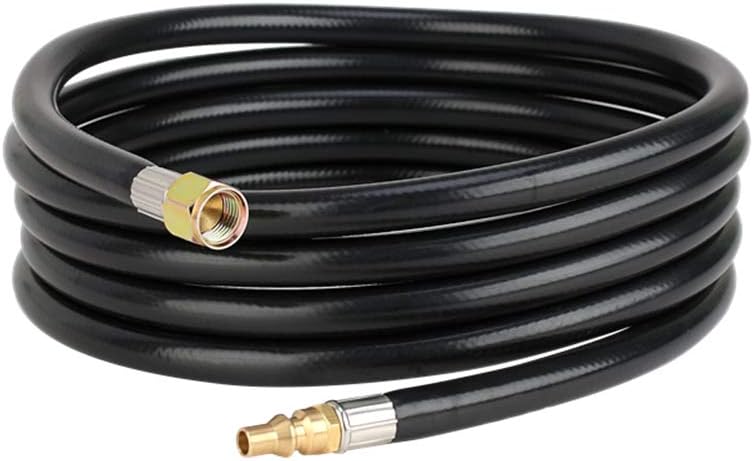 Camplux 12 FT RV Propane Hose, Quick Connect Hose for RV to Burner, Grill, Camping Stove, Portable Fire Pit- 3/8" Female Flare Fitting x 1/4" Full Flow Male Plug