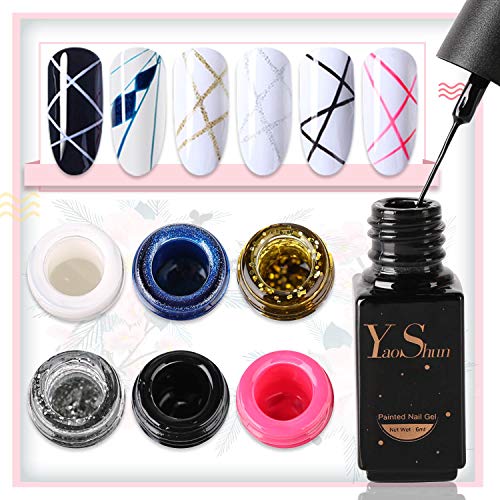 YaoShun Gel Nail Polish - Soak Off Gel Polish 6 Colors Gel Polish Kit, UV LED Painted Nail Gel Set Manicure Nail Art Kit 6ml Each