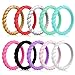 Mokani Silicone Wedding Ring for Women, 10 Packs Thin and Braided Rubber Band, Fashion, Colorful, Comfortable fit, Skin Safe, Size 4