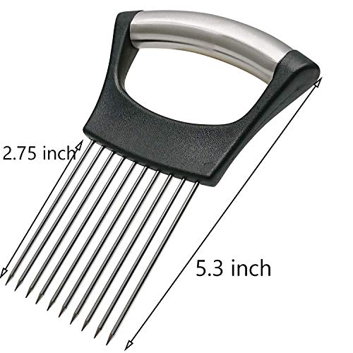 Hulless Stainless steel Onion Holder for Slicing, Vegetable Potato Cutter Slicer, Onion cutting tool, Stainless steel Cutting Kitchen gadgets.