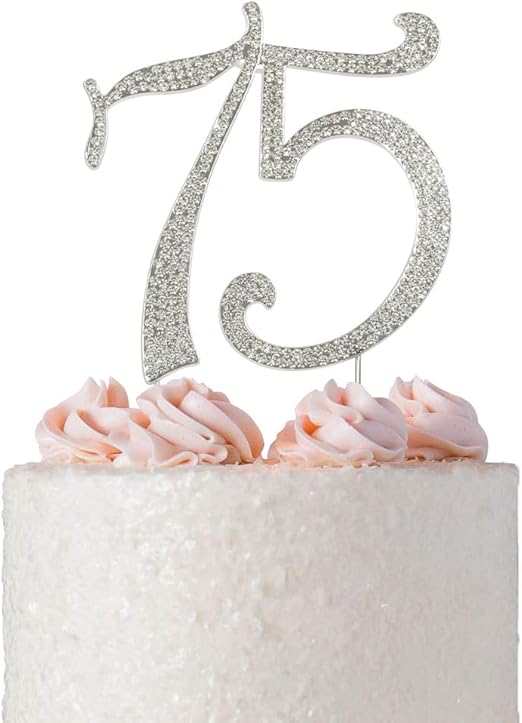 Amazon Com 75 Rhinestone Birthday Cake Topper Premium Sparkly