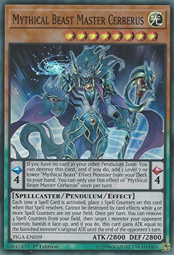 Yu-Gi-Oh! - Mythical Beast Master Cerberus - FIGA-EN059 - Super Rare - 1st Edition - Fists of The Gadgets