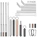 11 Packs Collapsible Reusable Drinking Straws Set, 3 Telescopic Stainless Steel Metal Straw with Case, 8 Dishwasher Safe Long Straws for 30oz 20oz Tumbler Cups, Include Cleaning Brushes & Pouch