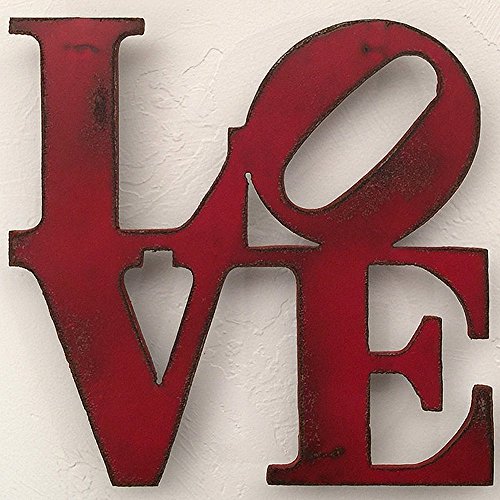 8x8 or 11x11 or 17x17 inch tall LOVE sign metal wall art - Choose your Patina Color and Size