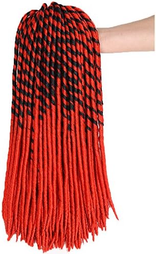 18" Faux Locs Crochet Hair Dreadlocs Hair Braiding Hair Synthetic Hair Saisity Hair (6packs) (#TRed)