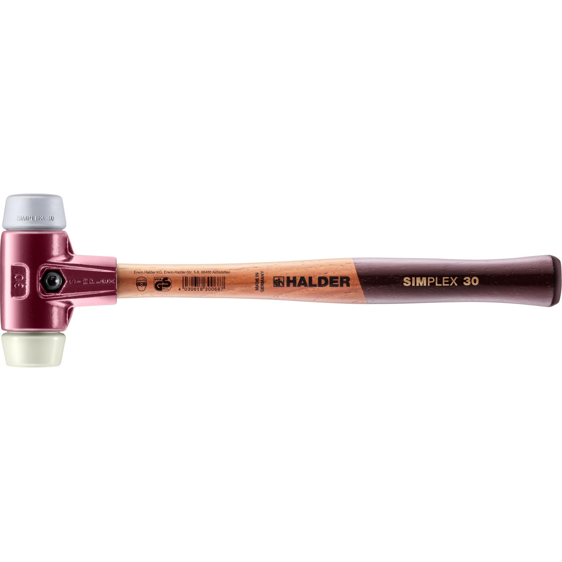 Halder 3038030 "Simplex" Soft-Face TPE-Mid/Nylon Mallet, Multi-Colour, 30 mm