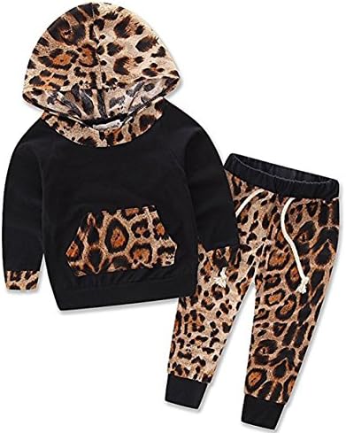 Thrivqyaf Baby Girls Floral Hoodie+ Floral Pant Set Leggings 2 Piece Outfits (6-12 Months, Black)