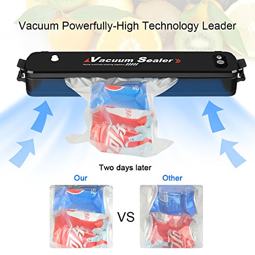 Vacuum Sealer, GEEDIAR Food Vacuum Sealer Machine, Compact Automatic Vacuum Sealing System for Dry & Moist Foods Preservation and Storage Including 15 Sealer Bags, Black