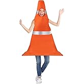 Halloween Traffic Cone Costume Adult - 51in Funny Construction Cone Costumes with Gray Light Responsive for Women Men, Orange
