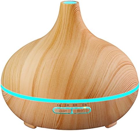 300ml 7colors LED Mist Humidifier Ultrasonic Aroma Essential Oil Diffuser for Office Home Bedroom Living Room Study Yoga Spa - Wood Grain