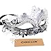 Coxeer Laser Cut Metal Lady Masquerade Halloween Mardi Gras Party Mask (Silver & Black)
