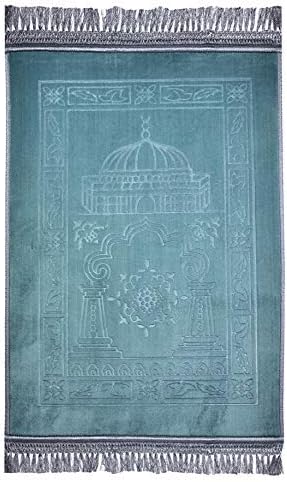 Islamic Prayer Rug Raschel Comfortable Prayer Carpet Prayer Mat 31.50in by 47.24in (Greyish-Green 2)