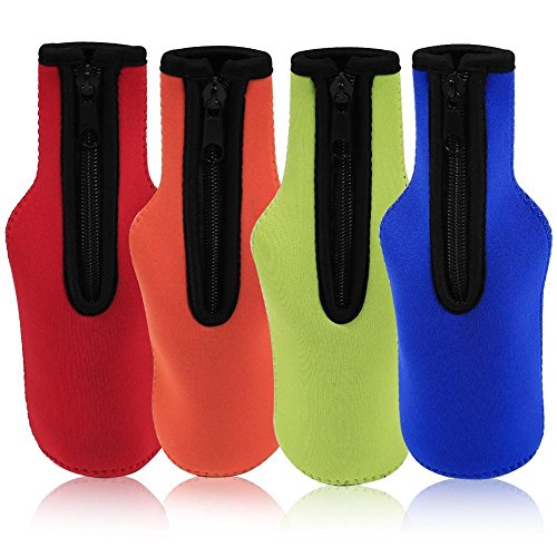 go2buy 8Pcs Beer Bottle Sleeves -Insulators w/Zipper Reversible Colored - Thumbnail 4