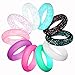 LUNIQI Silicone Wedding Ring for Women, Thin and Stackable Durable Rubber Safe Band for Love, Couple, Souvenir and Outdoor Active Exercise Style-10 Rings Pack primary