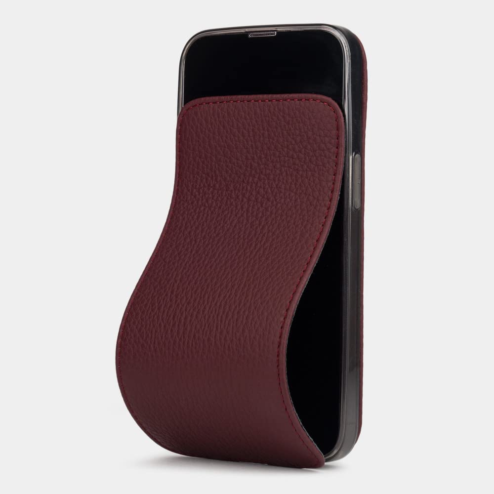 Marcel Robert - leather flip flap case for iPhone 13 - patented model - ultra thin - made in France - [ BORDEAUX ] burgundy — image 1