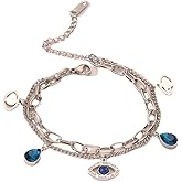 JOYA GIFT Evil Eye Adjustable Bracelet Rose Gold Titanium Steel Multi-Layer Bracelet Lucky Charm Link Fashion For Women