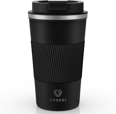 CS COSDDI Travel Mugs Insulated Stainless Steel 510 ml Black