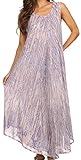 Sakkas 14801 - Kara Long Draped Sleeveless Marbled Caftan Dress / Cover Up - Lilac - OS