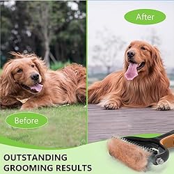 STALTWO Deshedding Dog Brush for Shedding - 2-in-1