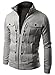 Azbro Men's Highneck Zip Up Cool Military Jacket, Deep Grey M