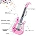 M SANMERSEN Guitar for Kids, Kids Guitar Toys with Strap/ Vibrant Sounds/ Colorful Lights Musical Instruments Toy for Girls No String (Pink)