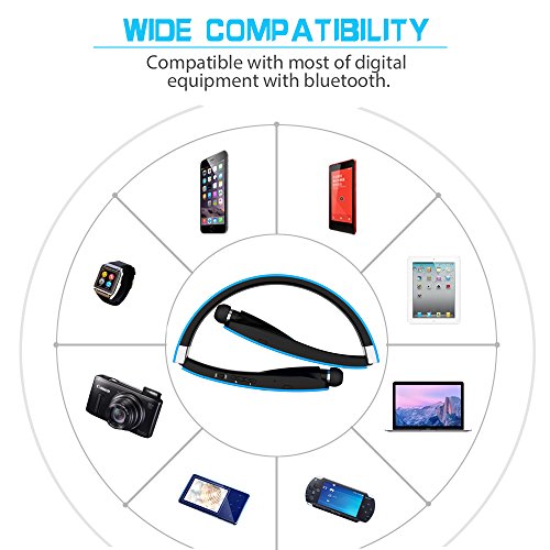 Bluetooth Headset, Bluetooth Headphones SX991-LBell Wireless Neckband Design with Foldable Retractable Headset for iPhone X/ 8/ 7 Plus Samsung Galaxy S8 Note 8 and Other Bluetooth Enabled Devices