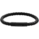 Edforce Classic Braided Genuine Leather Wrist Band Cuff Bracelet, 8.25inches