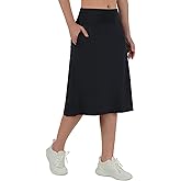 Midi Length Skorts Skirts for Women Modest Knee Length Skorts Athletic 26" Long Skirts with Zipper Pockets