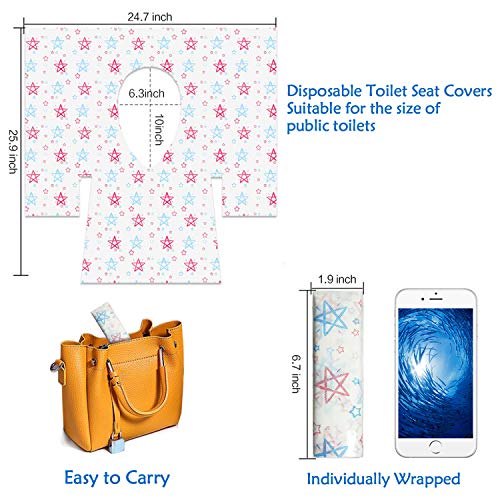 Toilet Seat Covers Disposable Extra Large 20 Packs, Waterproof & Non Slip, Keep Clean, Individually Wrapped for Travel or Home, Toddlers Potty Training, Suitable for Adults, Pregnant Women (Star)