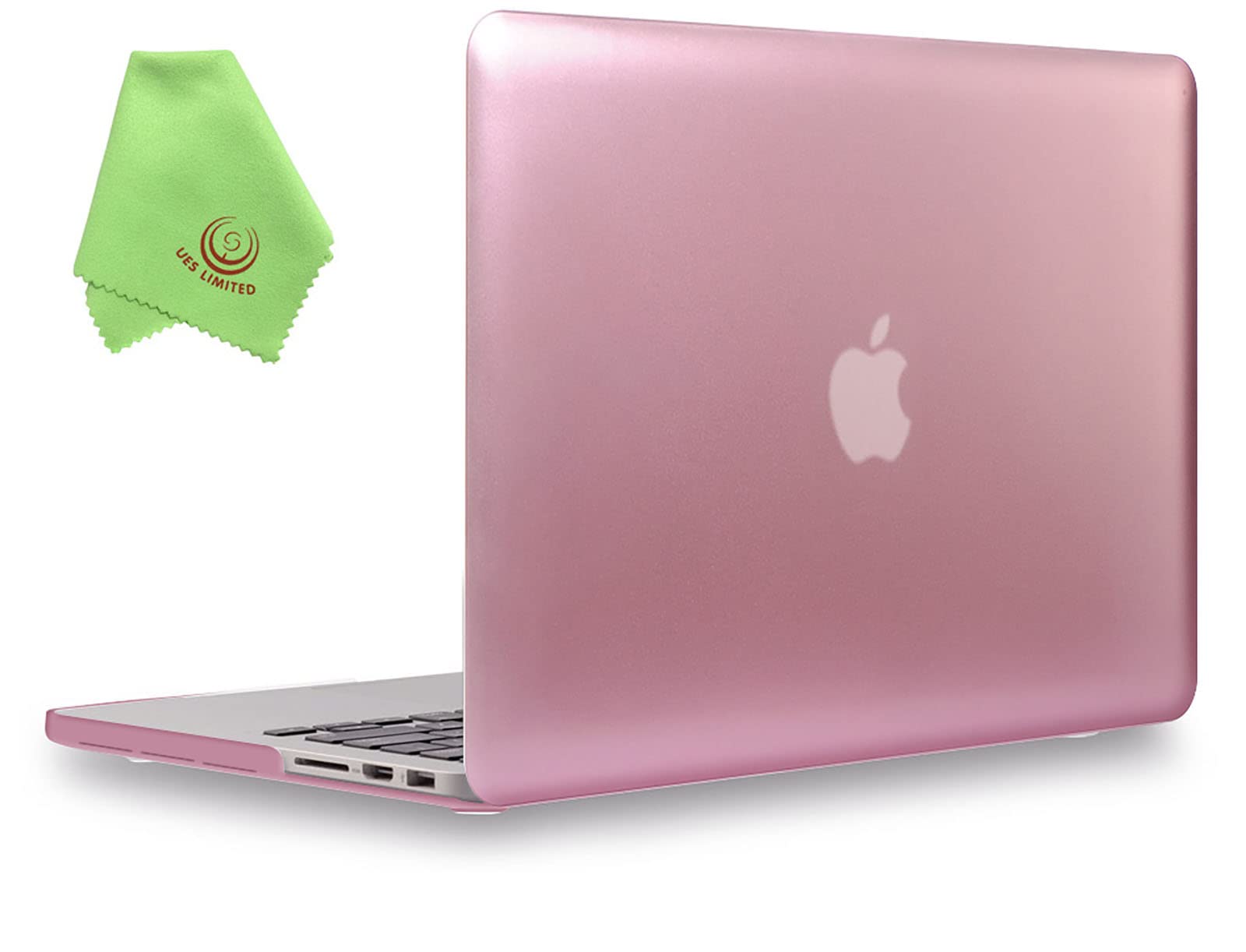UESWILL Luxury Gold Matte Hard Shell Case Cover Compatible with MacBook Pro 15 inch with Retina Display (Model A1398) No CD-ROM, No Touch Bar + Microfibre Cleaning Cloth, Rose Gold