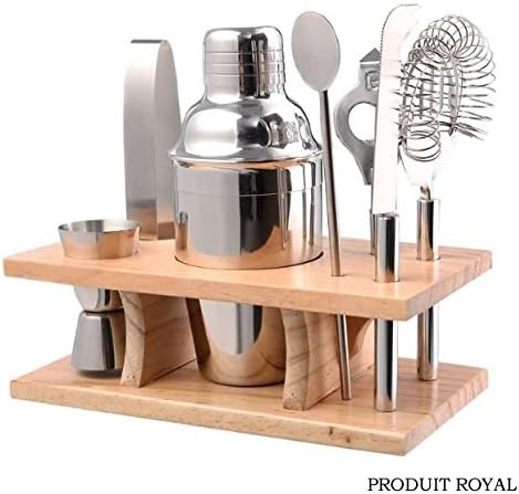 Produit Royal 8 Pcs Stainless Steel Bar Set Tools Bartender Cocktail Shaker Mixer Barware Kit Martini Drink Professional Piece Party Jigger Mixing with Wood Stand Home Restaurant Bar new