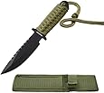 WOWOWO 7.5 Inch Combat Tactical Knife for Outdoor Camping Survivor with Nylon Sheath Fixed Blade