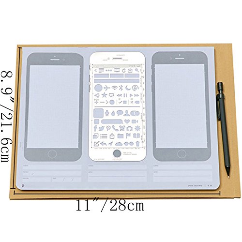 ZZ Lighting Novelty Creative iPhone 6 Draft Drawing Pad for App Design and UI Design (Sketch Pad+Stencil Kit+Pencil) - Thumbnail 2