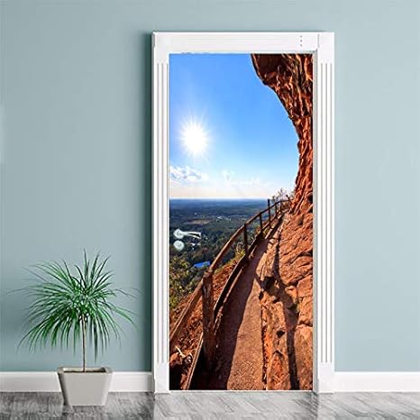 Amazon ドアステッカー3d印刷崖側木製ブリッジpvc防水全体ドアステッカーdiy壁画家の装飾粘着性手作り 90cm W 0cm H ウォールステッカー オンライン通販