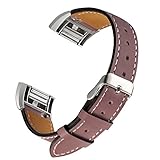 For Fitbit Charge 2 Bands, bayite Leather Bands for Fitbit Charge 2 Chocolate Brown with Line