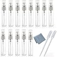 Elfenstal- 10pcs Mini Clear 5ml 1/6OZ Atomizer Fine Mist Empty Glass Bottle Spray Refillable Fragrance Perfume Scent Sample Bottle 1pc Clean Cloth for Travel Party Makeup Tool 2pcs 3ml Free Pipette
