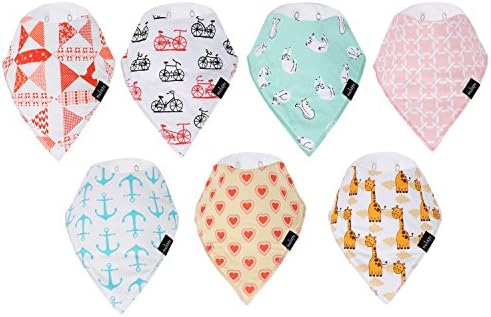 Mobapr Bandana Drool Bibs – Set Of 7 Adorable Stylish Bandana Bibs – Comfortable Soft Baby Bibs for Girls and Boys – Cute Baby Gift with Nickel Free Snaps 100% Cotton Baby Bibs Unisex