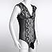 FEESHOW Sexy Men's One-Piece Sheer Lace Sissy Lingerie See Through Bodysuit Jumpsuit Sleepwear Nightwear Black X-Large