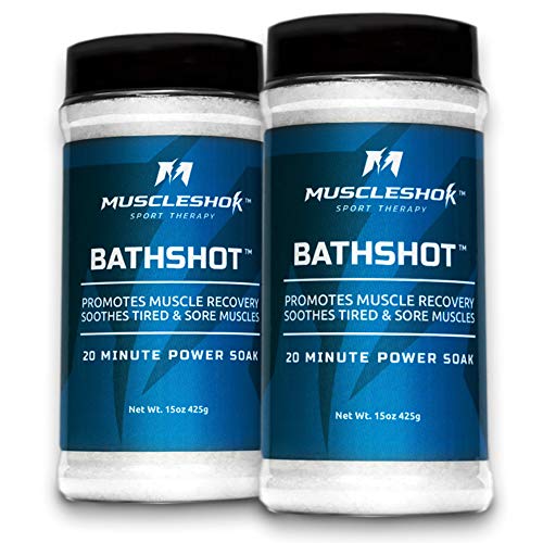 MuscleShok BathShot – Epsom Salt, MSM Blend Bath Soak for Intense Sore Muscle Relief – 2 count (1.9 pound total)