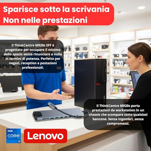 Lenovo ThinkCentre M720S Intel i7 8700 12 thread 4.60 GHz Business Office Multimedia Computer with 3 year warranty! - 16 GB - 1000 GB SSD - USB 3.0 - WLAN - Windows 11 Prof. 64 bit - #8268