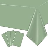 MRJ 4 Pack Sage Green Plastic Tablecloth 54x108 Inch for Rectangle Tables Decorative Wedding Birthday Baby Shower and Holiday Disposable Waterproof Table Cover