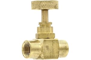 PIC Gauges NV-B-1/4-FXF Brass Needle Valve, 1/4" Female NPT X 1/4" Female NPT