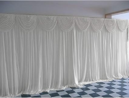 cortinas de fondo de seda blanca de 2 x