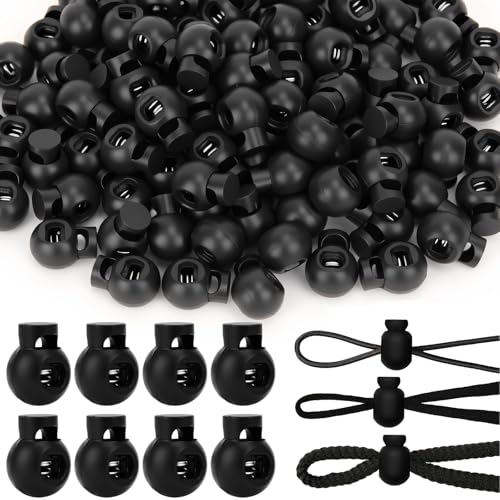 Hysagtek Plastic Cord Locks for Drawstrings Shoelaces, 100 Pcs Adjustable Round Cord Stops for Paracord, Backpacks