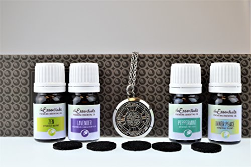 Celtic Cross Chrome Polished Aromatherapy Essential Oil Diffuser Necklace Locket Jewelry Gift Set (Includes Lavender Peppermint Zen Inner Calm - 5 ml Bottles) - Thumbnail 2