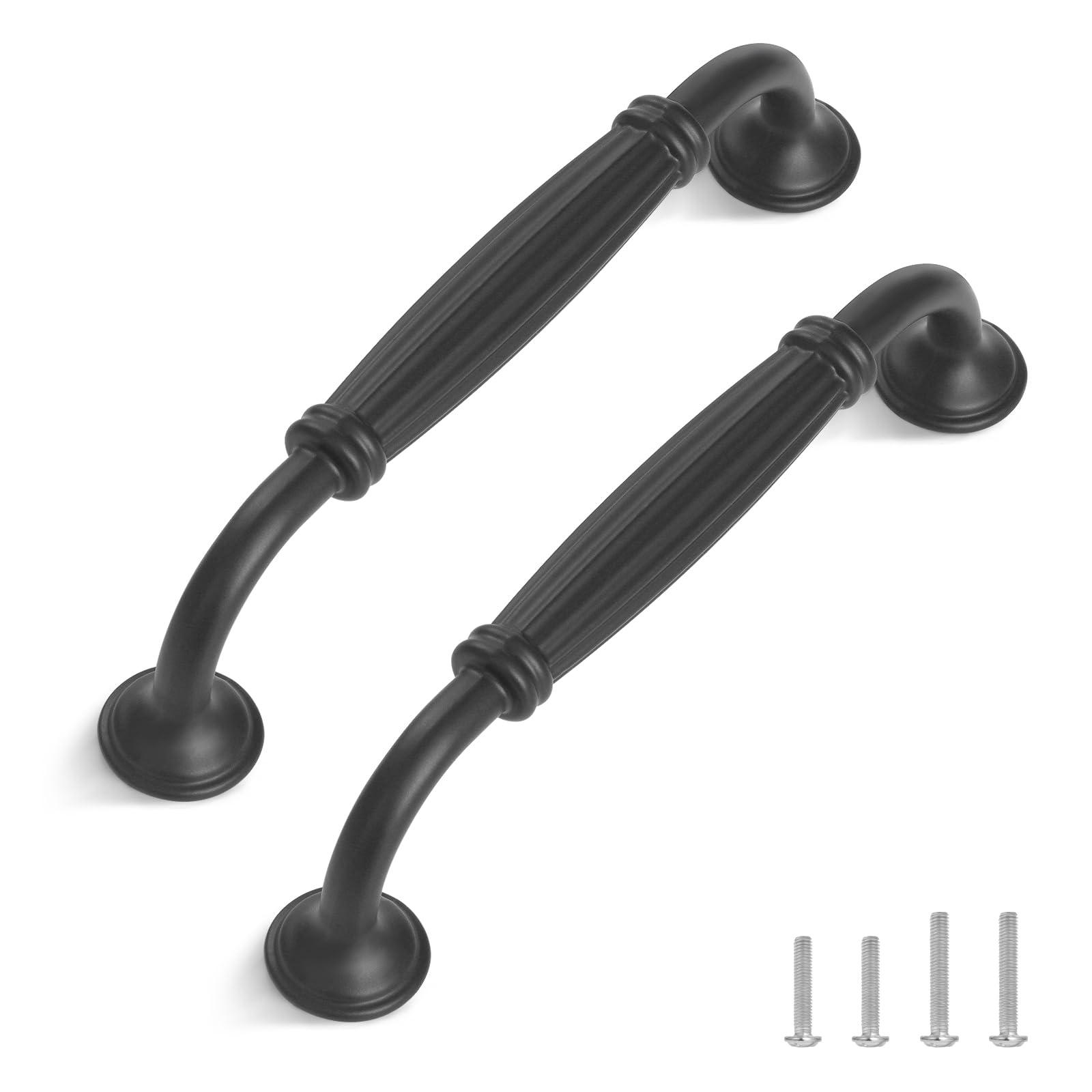 TsunNee 12PCS Vintage Cabinet Handles, Cupboard Door Handles, European Bow Pulls, Antique Drawer Handles, Furniture Door Pull Handles for Kitchen Bedroom, 128mm 5.03 Inches Hole Distance, Black